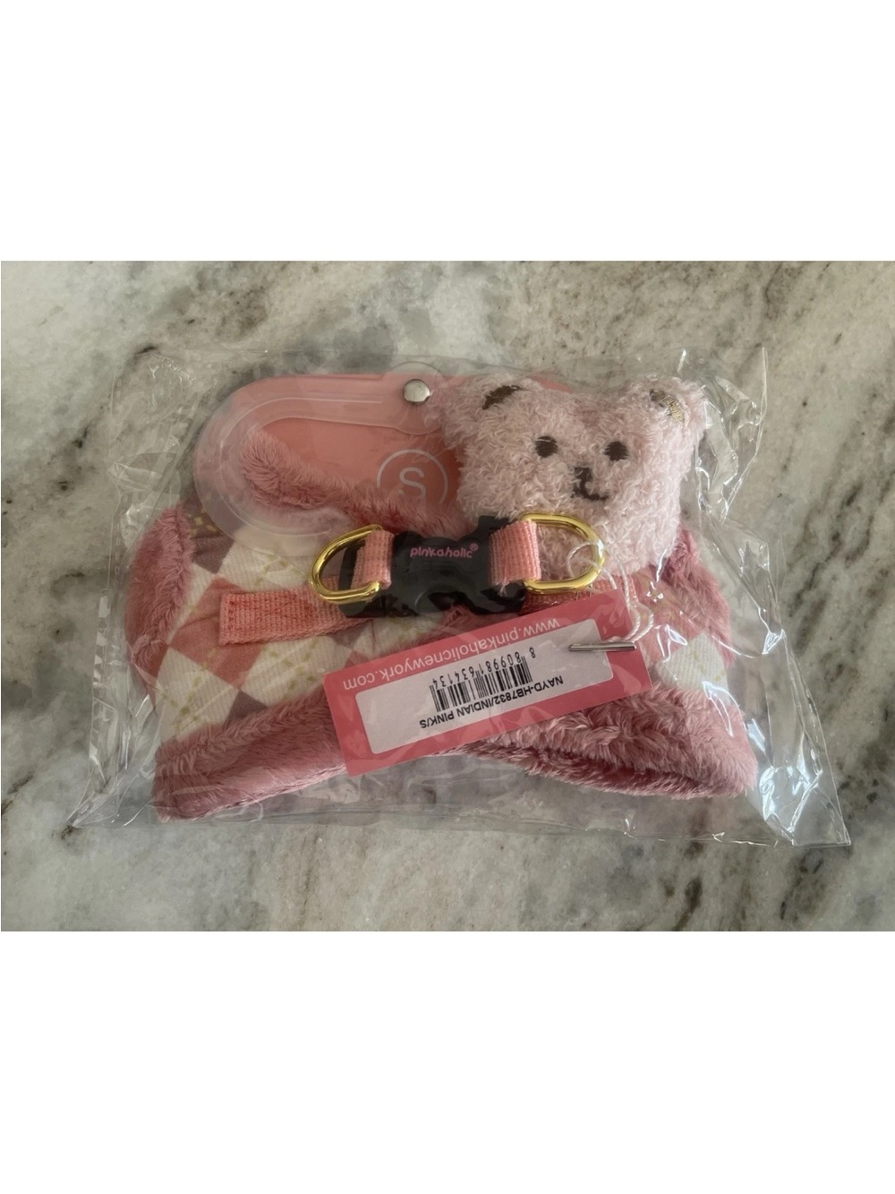 Pink Plush Bear Dog Harness - Pink